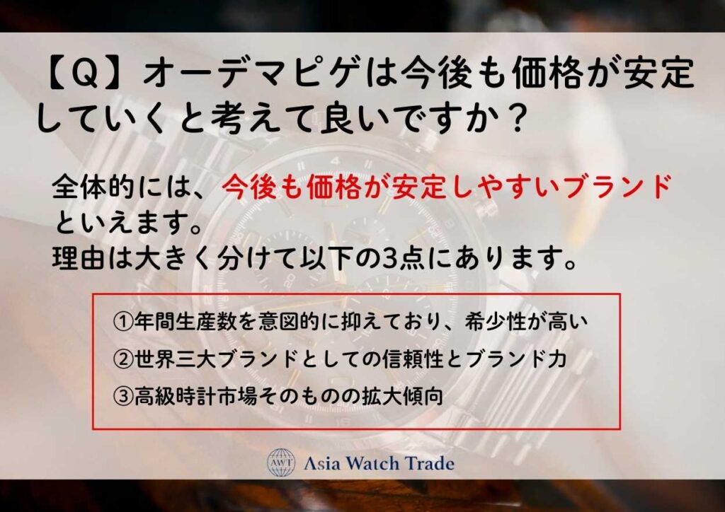 【Ｑ】オーデマピゲは今後も価格が安定していくと考えて良いですか？