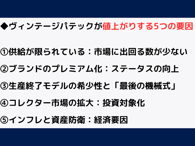 ヴィンテージパテックが値上がりする5つの要因,Asia Watch Trade
