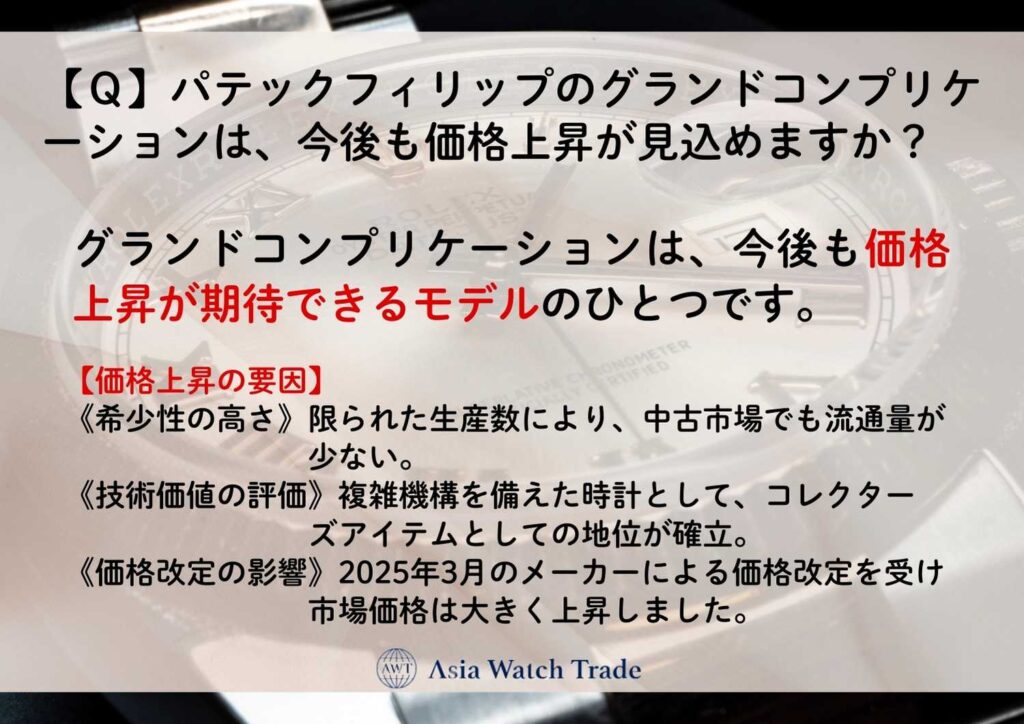 【Ｑ】パテックフィリップのグランドコンプリケーションは、今後も価格上昇が見込めますか？