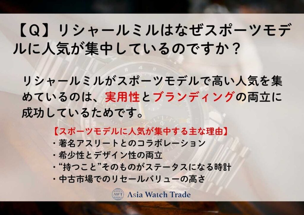【Ｑ】リシャールミルはなぜスポーツモデルに人気が集中しているのですか？