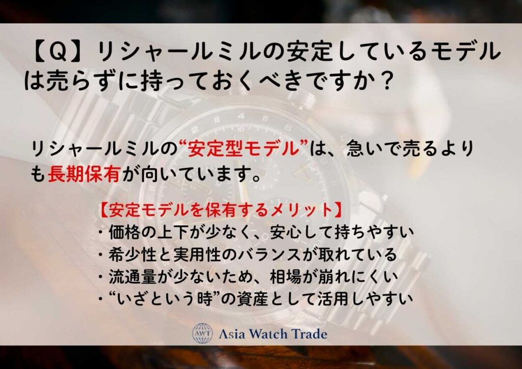 【Ｑ】リシャールミルの安定しているモデルは売らずに持っておくべきですか？