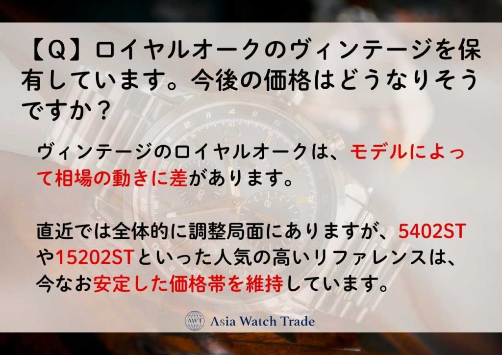 【Ｑ】ロイヤルオークのヴィンテージを保有しています。今後の価格はどうなりそうですか？