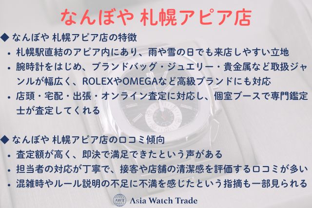 なんぼや 札幌アピア店｜特徴と口コミ傾向